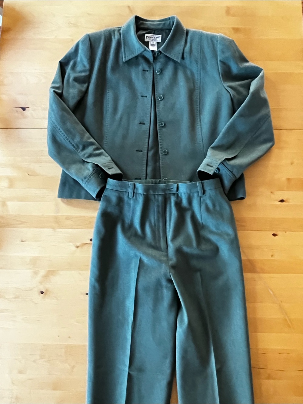 Pendleton Green Wool Pantsuit Jacket and Trousers